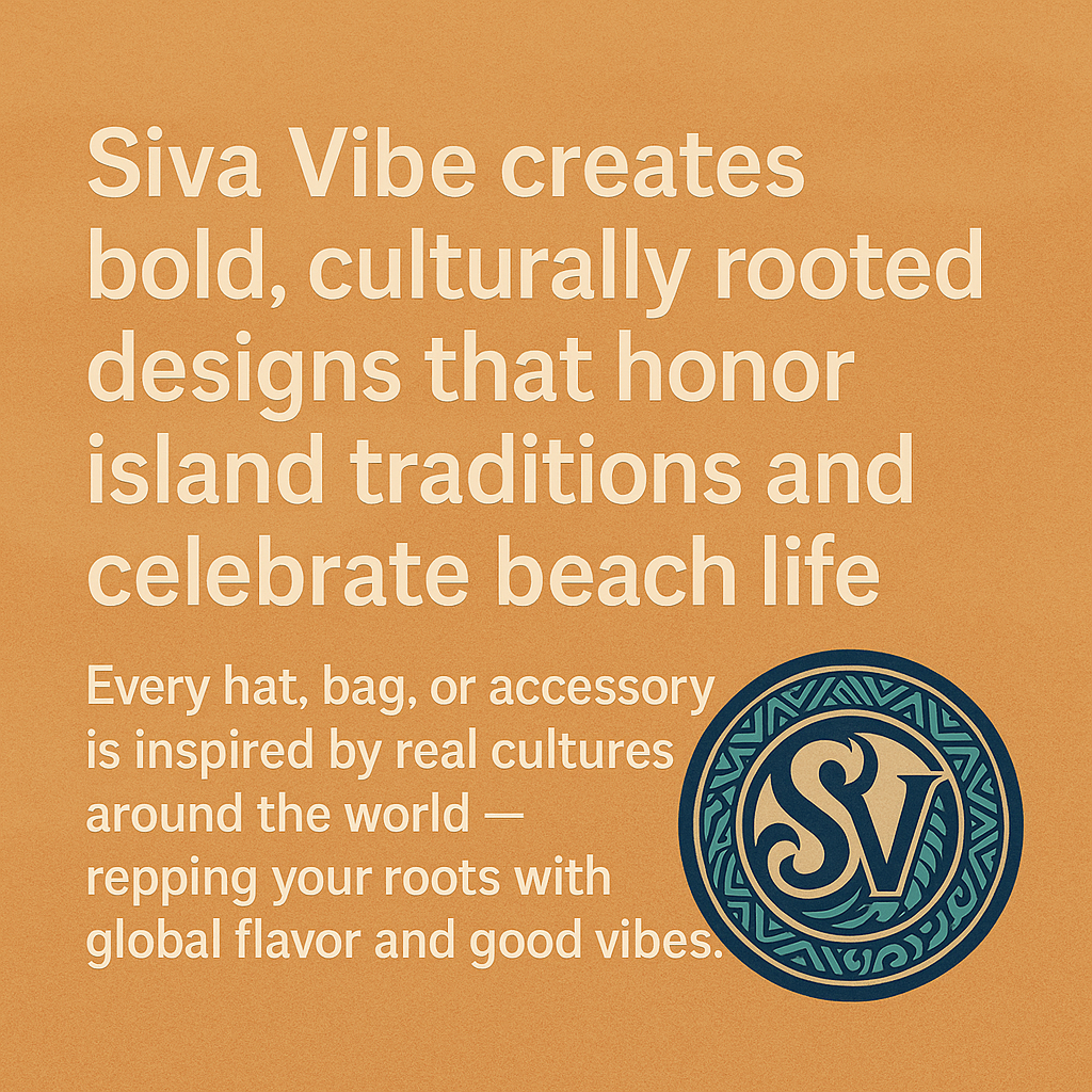 Siva Vibe brand motto — Live the Vibe, Share the Aloha, Feel the Mana — displayed with tropical design elements