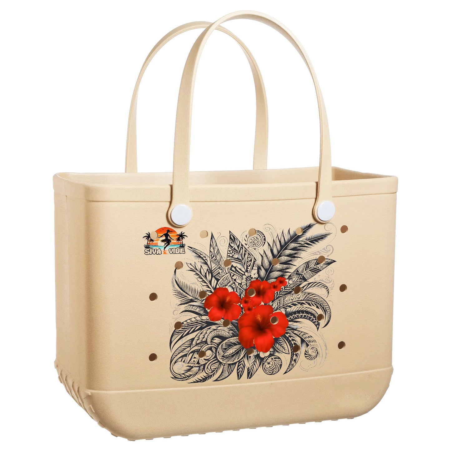 Front view of Siva Vibe XL EVA rubber beach bag — large-capacity, easy-clean tote with island-inspired design