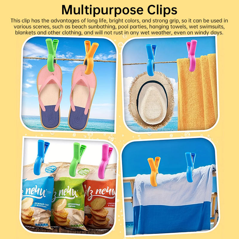 4/8-piece beach towel clips: for beach chairs, pool, cruise. Heavy-duty, strong, also works as clothes pins.