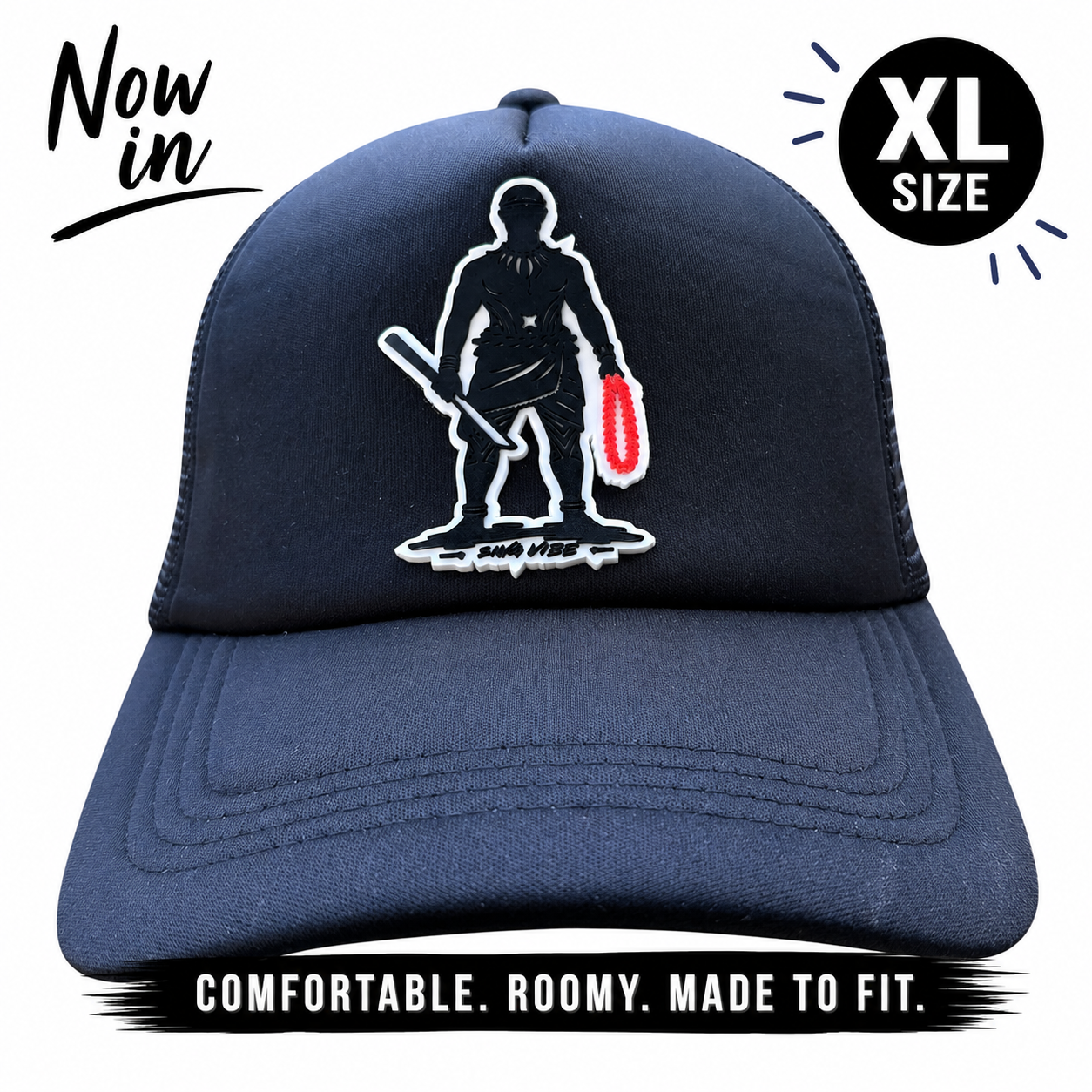 Manaia XL Trucker Hat – Polynesian Warrior Rubber Patch | Island Vibes Collection