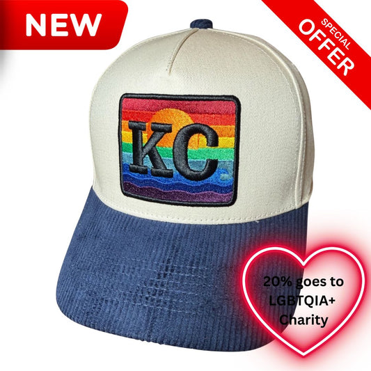 KC Pride Trucker Hat | Navy Suede Bill & 3D Rainbow Embroidery | Siva Vibe