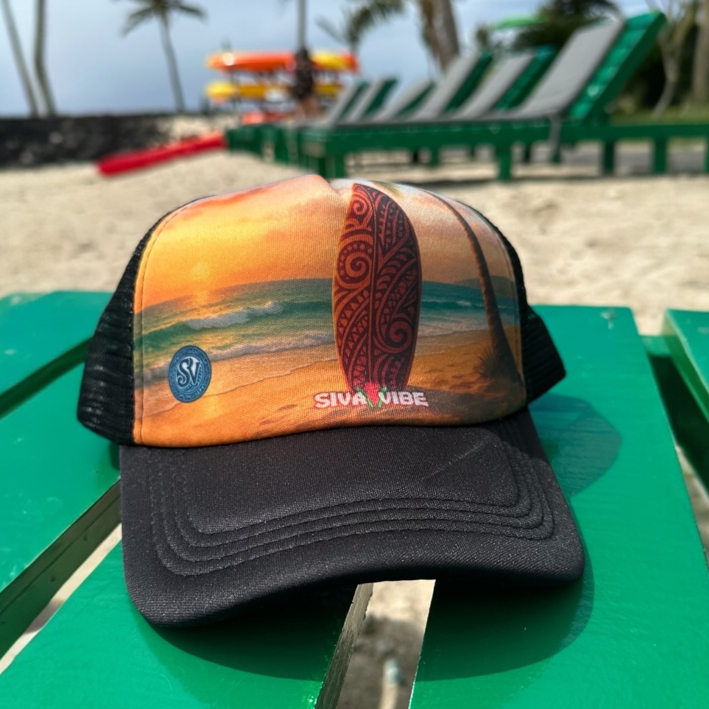 Beach Trucker Hat – Sunset Mana Polynesian Surf Style Foam Cap | Siva Vibe