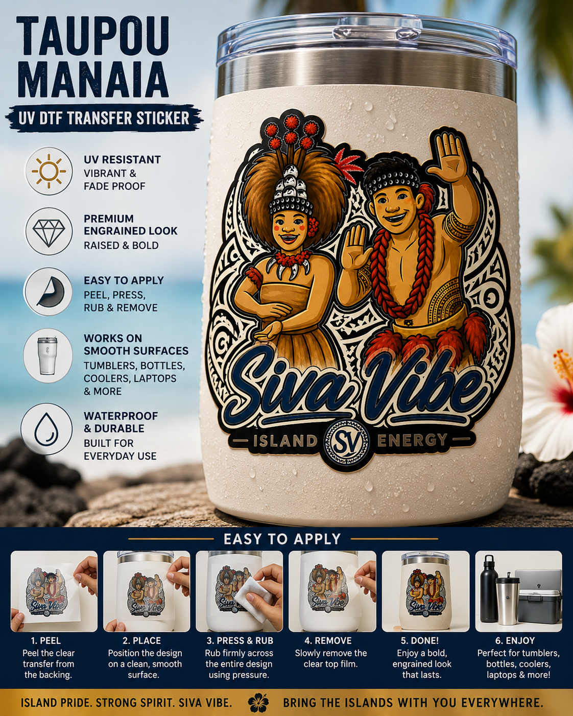 Taupou & Manaia UV DTF Transfer Sticker