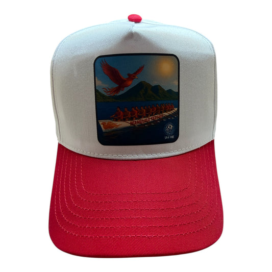 White Red 5 panel High profile cotton trucker with Nu'uuli Fautasi