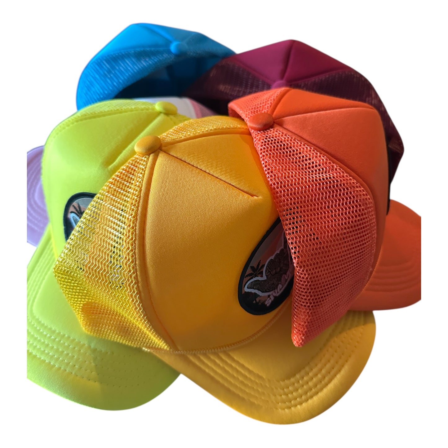 Shaka Mystery Color foam trucker hat by Siva Vibe — a surprise beach-style hat with island vibes in every order